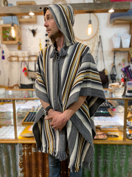 Sheep Wool Hooded Poncho