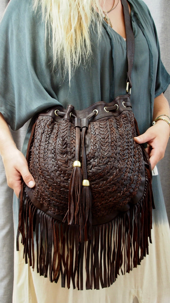 Gypsy Weave Leather Fringed Boho Bag – Dreamtime Boho